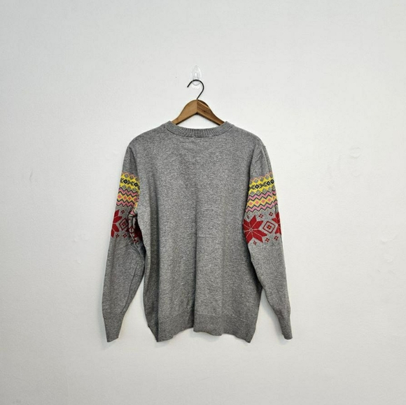 GAP Crewneck Sweater in Gray with Red and Yellow Accents - Picture 7 of 7